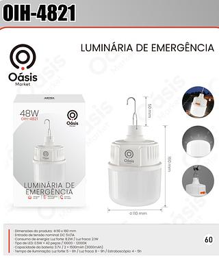 LUMINÁRIA DE EMERGÊNCIA 48W OÀSIS MARKET