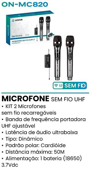 MICROFONE SEM FIO DUPLO RECARREGAVEL ONISTEK