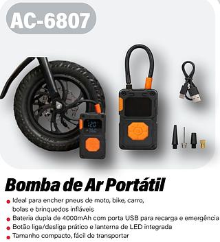 INFLADOR ELETRICO PORTATIL 40000MAH ATEC