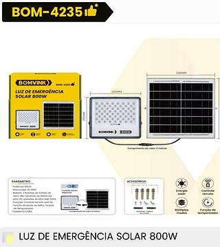 LUZ DE EMERGENCIA SOLAR 800W BOMVINK