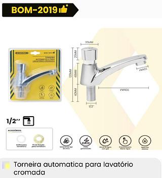 TORNEIRA AUTOMATICA PARA LAVATORIO CROMADA BOMVINK