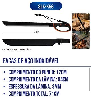 FACÃO MACHETE 71CM COM LÂMINA INOX SERRILHADA EMBORRACHADO LUATEK
