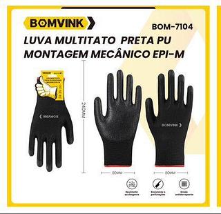 BOM-7104 LUVA MULTIUSO PRETA PU MONTAGEM MECANICO EPI-M BOMVINK