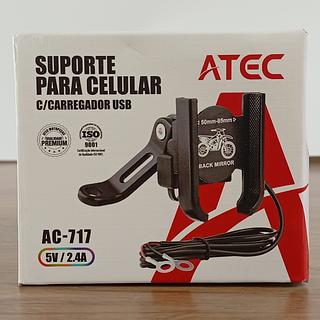 SUPORTE PARA CELULAR C/CARREGADOR USB 5V-2.4A ATEC