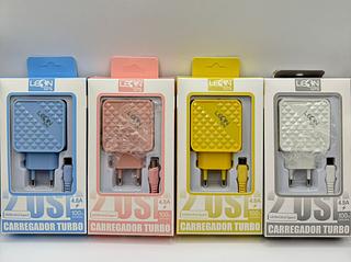 CARREGADOR TURBO 4.8A 2USB COLORIDO LEON GTS
