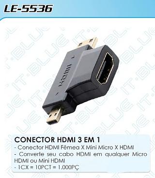 CONECTOR HDMI FEMEA P/MINI/ MICRO HDMI MACHO IT-BLUE