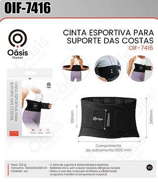 CINTA ESPORTIVA PARA SUPORTE DAS COSTAS OÀSIS MARKET