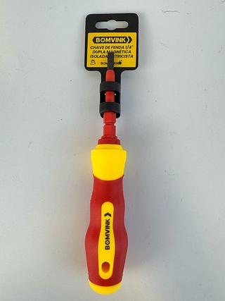 CHAVE DE FENDA 1/4" DUPLA MAGNETICA ISOLADA ELETRICISTA BOMVINK