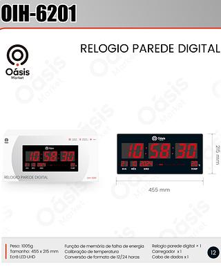RELOGIO PAREDE DIGITAL OÀSIS MARKET