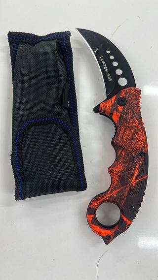 CANIVETE KARAMBIT COM LÂMINA INOX , ABERTURA SEMIAUTOMÁTICA LUATEK