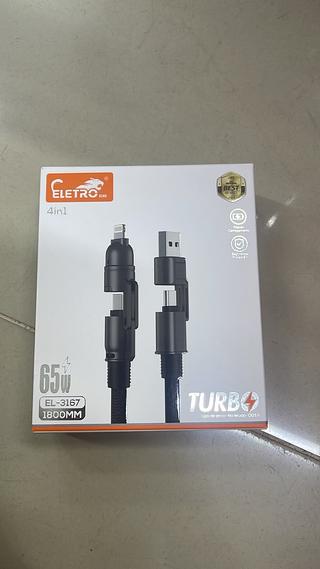 CABO DE DADOS 4IN1 65W 1800MM TURBO ELETROMEX