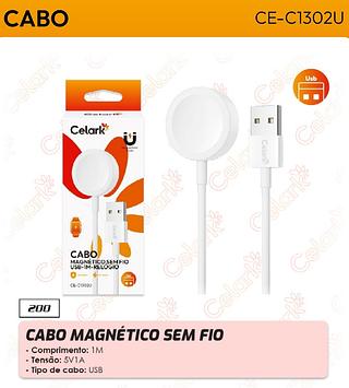 CABO MAGNÉTICO SEM FIO USB-1M-RELOGIO CELARK