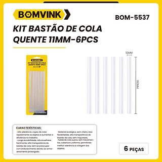 KIT BASTAO DE COLA QUENTE 11MM - 6 PEÇAS BOMVINK