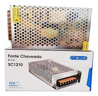 FONTE CHAVEADA BIVOLT 12V 10,0 AMPERES IT-BLUE