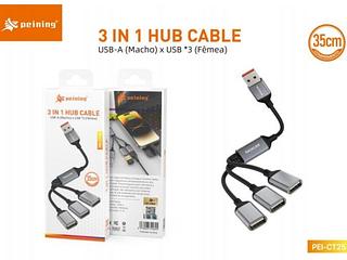 3 IN 1 HUB CABLE USB-A (MACHO) X USB *3 (FEMEA) 35CM PEINING