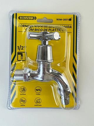 TORNEIRA DE TANQUE CROMADA COM BICO DE PLASTICO BOMVINK