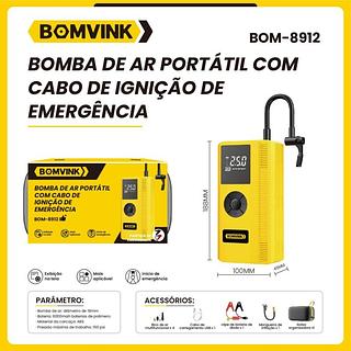 BOMBA DE AR PORTATIL COM CABO DE IGNIÇAO DE EMERGENCIA BOMVINK
