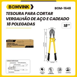 TESOURA PARA CORTAR VERGALHÃO DE AÇO E CADEADO 18 POLEGADAS BOMVINK