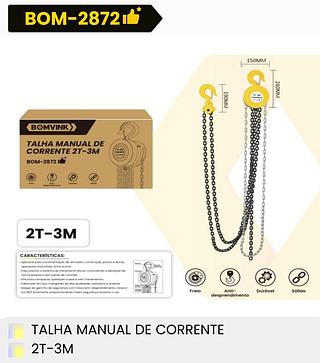 TALHA MANUAL DE CORRENTE 2T-3M BOMVINK