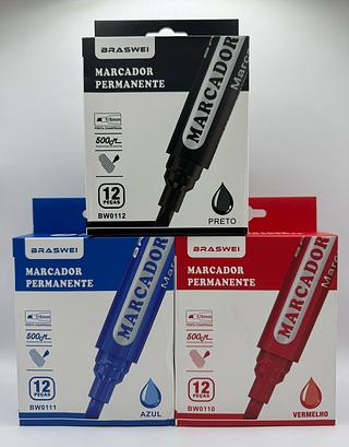 MARCADOR PERMANENTE PRETO BRASWEI