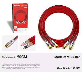 CABO DE AUDIO 2RCA PARA 2RCA 0.9M TOMATE