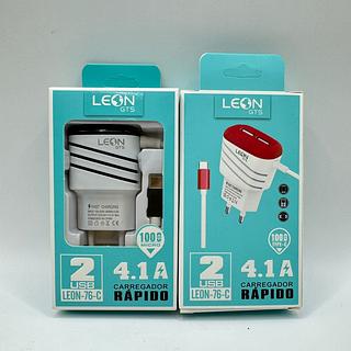 CARREGADOR RAPIDO 2USB 4.1A LEON GTS