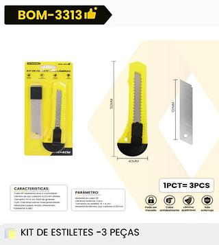 KIT DE ESTILETE COM LAMINAS 15X4CM BOMVINK