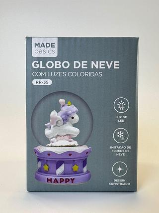 GLOBO DE NEVE COM LUZES COLORIDAS MADE BASICS