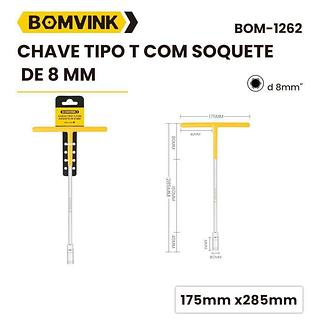 CHAVE TIPO T COM SOQUETE DE 8MM BOMVINK