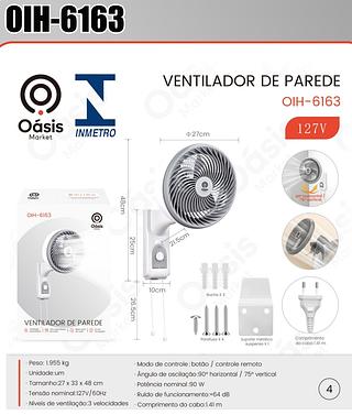 VENTILADOR DE PAREDE 127V OASIS MARKET
