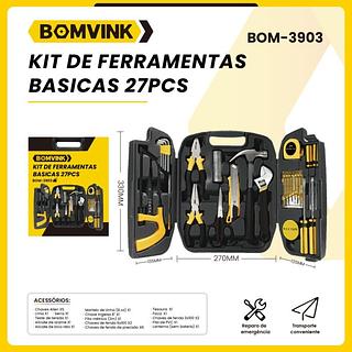 KIT DE FERRAMENTAS BASICAS 27PÇS BOMVINK