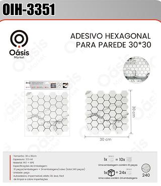 ADESIVO HEXAGONAL PARA PAREDE 30*30 OASIS