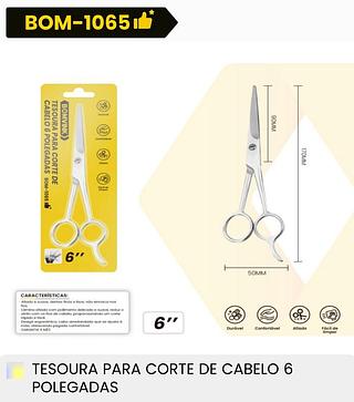 TESOURA PARA CORTE DE CABELO 6 POLEGADAS BOMVINK