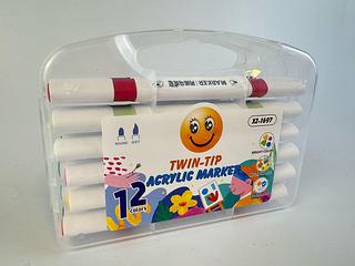 CANETA HIDROGRAFICA TWIN-TIP ACRYLIC MARKER 12 COLORS
