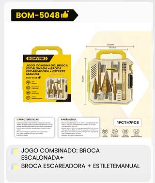 JOGO COMBINADO: BROCA ESCALONADA + BROCA ESCAREADORA + ESTILETEMANUAL