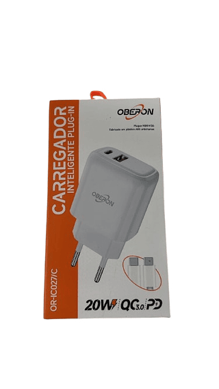 CARREGADOR INTELIGENTE PLUG-IN 20W QC3.0 PD OBERON