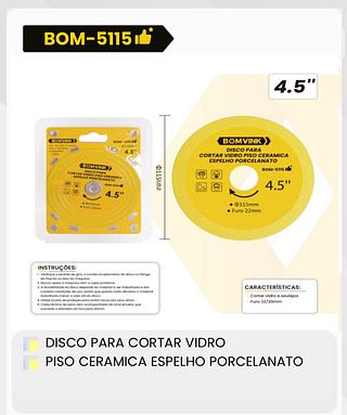DISCO PARA CORTAR VIDRO, PISO, CERAMICA, ESPELHO, PORCELANATO BOMVINK