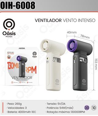 VENTILADOR RECARREGAVEL VENTO INTENSO 4000MAH OASIS
