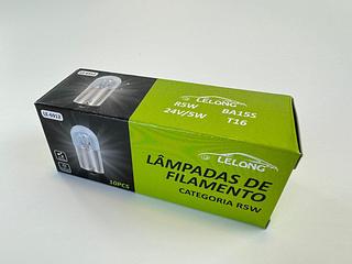 LÂMPADAS DE FILAMENTO CATEGORIA R5W 24V/5W T16 (10 PEÇAS) LELONG