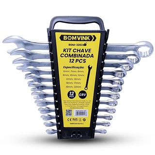KIT DE CHAVES COMBINADA 12PÇS CRV BOMVINK