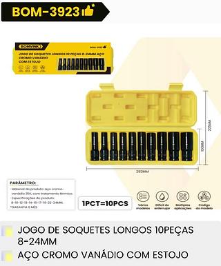 JOGO DE SOQUETES LONGOS 10 PEÇAS 8-24MM BOMVINK