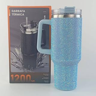 COPO TERMICO COM ALÇA AÇO INOXIDAVEL CAPACIDADE 1200ML BRILHOSO