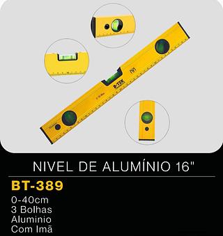 NIVEL DE ALUMINIO 16'' 400X50MM B-TEK FERRAMENTAS