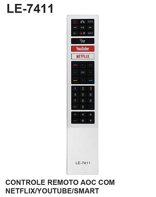 CONTROLE REMOTO AOC COM NETFLIX/YOUTUBE SMART LELONG/LEON