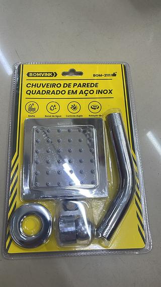 CHUVEIRO DE PAREDE QUADRADO EM AÇO INOX BOMVINK