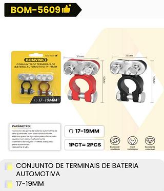 CONJUNTO DE TERMINAIS DE BATERIA AUTOMOTIVA 17-19MM BOMVINK