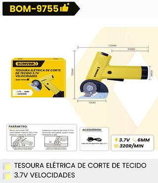 TESOURA ELETRICA DE CORTE DE TECIDO 3.7V VELOCIDADES BOMVINK