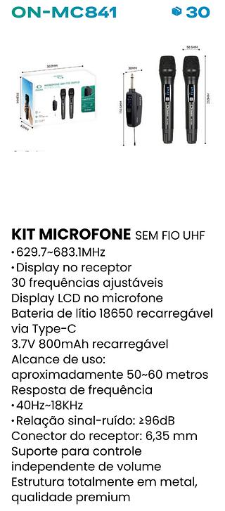 KIT MICROFONE SEM FIO UHF ONISTEK