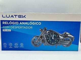 RELOGIO ANALOGICO COM DESPERTADOR (DESIGNER MOTO) LUATEK