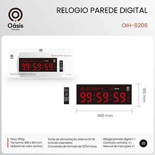 RELOGIO PAREDE DIGITAL OÀSIS MARKET
